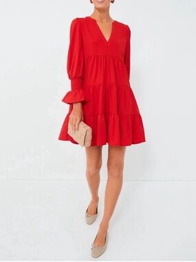 Pomander Place Tuckernuck Kenzo Mini Dress Size M Red Ruffled Tiered Feminine